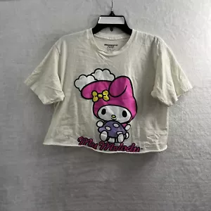 Sanrio Womans Crop Top Beige Medium My Melody Short Sleeve Crew Neck - Picture 1 of 5