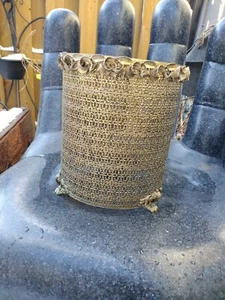 Antique Guilded Edge Footed Golden Trash Can Holder MATTESON? - Picture 1 of 10