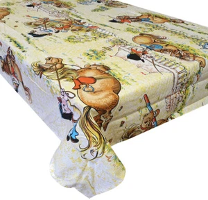 THELWELL TROPHY TABLE CLOTHS CARTOON COMIC HORSE PONY RIDING DRESSAGE CREAM - Picture 1 of 2
