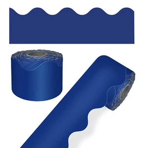 Carson Dellosa 65' Navy Rolled Scalloped Bulletin Board Borders (1 roll) - Picture 1 of 4