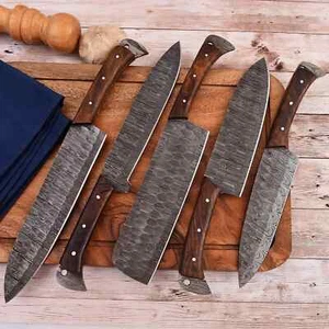 COLTELLO CHEF ACCIAIO DAMASCATO FORGIATO A MANO Set Coltelli Cucina Migliori Regali USA - Foto 1 di 4