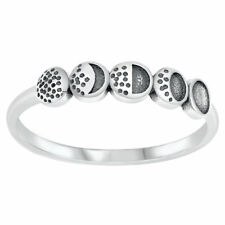 Moon Phases Ring 925 Sterling Silver 4mm Casual Band Size 4-10