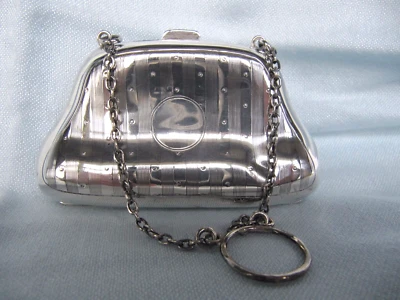 Antiguo monedero de plata maciza de ley / estuche para tarjetas de baile - sello BIRMINGHAM 1909 Foto 1 de 4