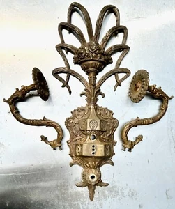 Vintage Antique Bronze Sconce Parts Unusual Plant Creature Flower Ornate Gothic - Picture 1 of 10