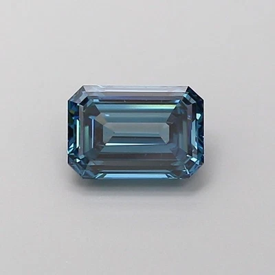 Emerald 1.00 Carat Fancy Vivid Blue VS2 Loose Lab Grown Diamond - Image 1 of 3