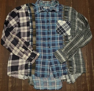 Rebuild by NEEDLES Mens Size Large Japan Made Flannel Button Up Shirt 7 Cuts - Picture 1 of 8