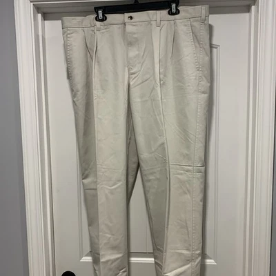 Мужские Van Heusen классический крой Oleated спереди размер 40 X 34 новый с Ярлыками свет хаки - Изображение 1 из 4