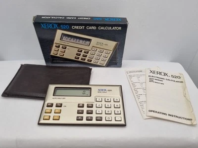 Xerox 520 Calculator Credit Card Size Electronic Vintage Boxed Instruction Rare - Image 1 of 4