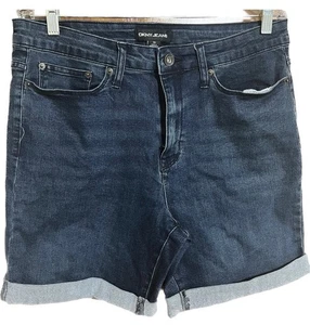 Women’s DKNY JEANS Stretch Blue Denim Cuffed Bermuda Shorts, Size 10 - Picture 1 of 5
