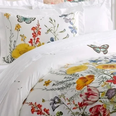 Pottery Barn 2 fundas King blancas multi florales jardín mariposa Foto 1 de 4