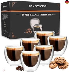 DSYZWEE Latte Macchiato Gläser Doppelwandig, Espressotassen Glas, 6er-Set  - Bild 1 von 7