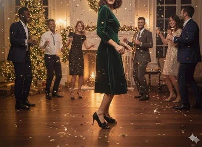 Lauren (Ralph Lauren) Tacones de Cuero Negro 2” ¡Hermosos Para Una Fiesta o Todo el Día! Foto 1 de 4