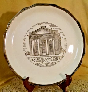 Bank of Lancaster Plate Kilmarnock Virginia 25th Anniv 1955 Silver 22K Sabina - Picture 1 of 8