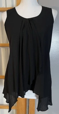 Camiseta sin mangas Spense en capas para mujer talla S negra plisada viscosa Lagenlook Gothic City Foto 1 de 4