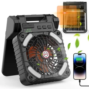 Solar-Powered Camping Fan with LED Lantern,10400mAh Rechargeable Battery Oper... - Picture 1 of 8