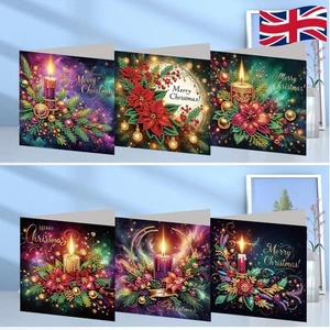 6PCS DIY Rhinestone Diamond Art Mosaic Postcards Congratulations Cards & Gifts - Picture 1 of 36
