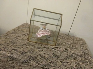 Vintage Glass/ Brass Small Curio Display Case 6.5" T x6" across - Picture 1 of 4