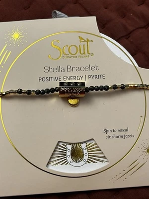 Pulsera Scout Pyrite Stella Charm Energía Positiva Bienestar Oro Negro Cuentas Nuevo en Paquete Foto 1 de 4