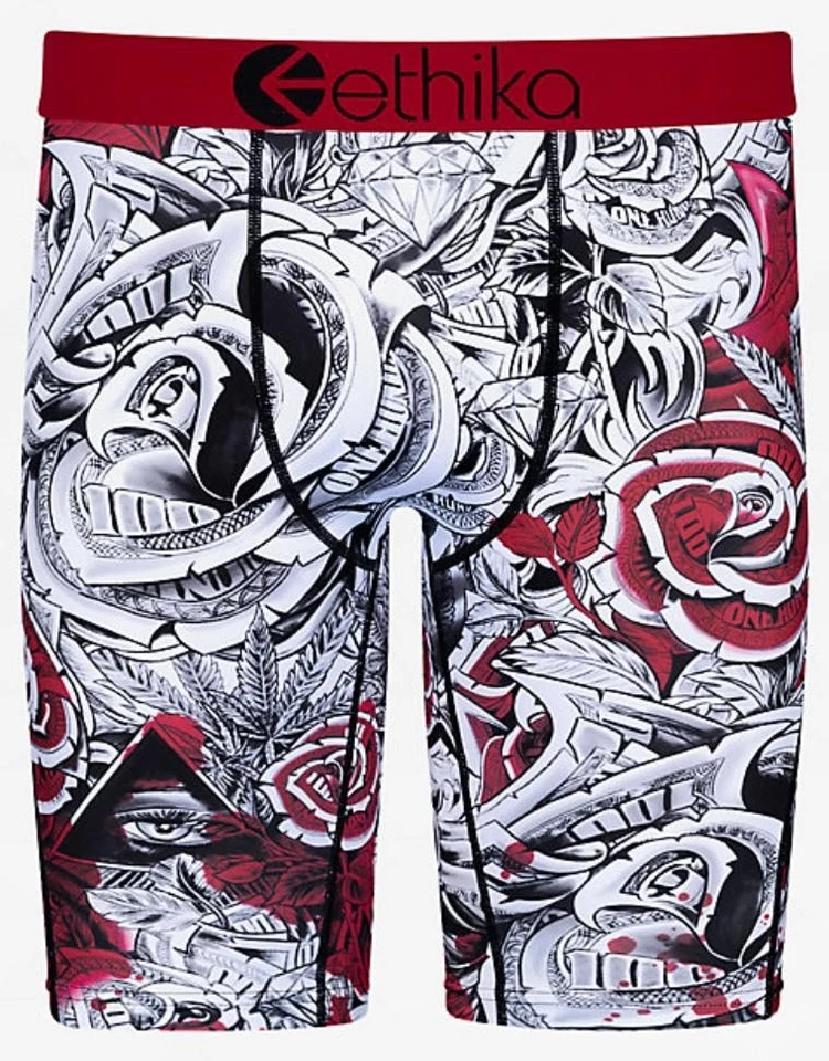 Boxers Ethika the Staple Money Bloom $100 Bills negros rojos para hombre L nuevos con etiquetas Foto 1 de 1