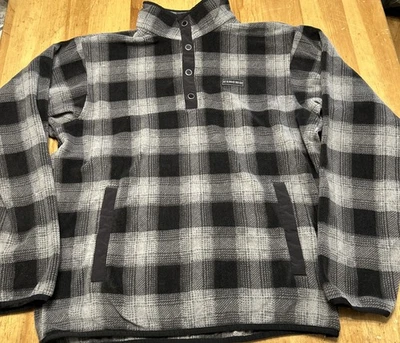 Cinch Polar Fleece 套衫男式中号黑色格子按扣二手状况完好 — 第 1/4 张图片