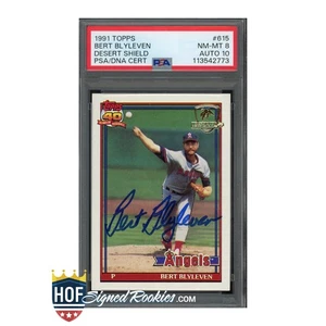 1991 Topps Desert Shield #615 Bert Blyleven PSA 8 Auto 10 hof pop 2 - 0 higher - Picture 1 of 1