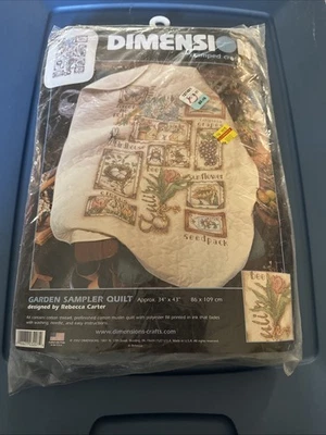 NEW Dimensions Garden Sampler Quilt Stamped Cross Stitch Quilt Kit #3207 - Image 1 of 4