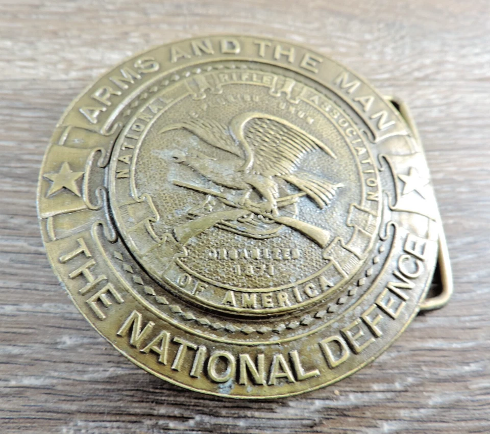 Hebilla de cinturón NRA "Arms And The Man The National Defense" de Indiana Metal Craft Foto 1 de 3