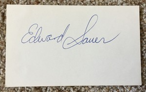 Ed Eddie Sauer signed card - Cubs Braves debut 1943