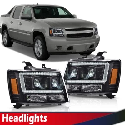 ПОДХОДИТ ДЛЯ 2007-2014 CHEVY TAHOE SUBURBAN ЛАВИНЫ ЧЕРНЫЙ СВЕТОДИОДНЫЙ DRL ФАРЫ ЛАМПЫ - Изображение 1 из 4