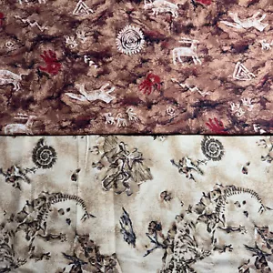4 7/8 yards Cotton Quilt Fabric Dinosaurs Cave Paintings Bundle Lot Material 293 - Picture 1 of 4