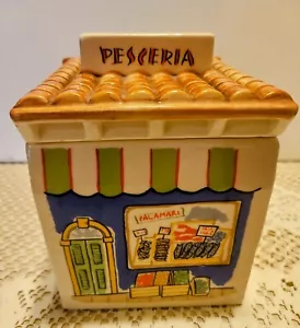 Vtg.1993 Fitz and Floyd OMNIBUS Italian "PESCERIA"~Fish Market CANISTER ~VGUC - Picture 1 of 12