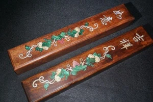 Exquisite natural rosewood huali wood inlay shell Good lucky pair Paper weight - Picture 1 of 9