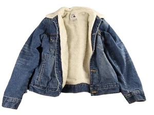 Quicksliver Denim Jacket Men Medium Blue Lined Faux Wool - Picture 1 of 12