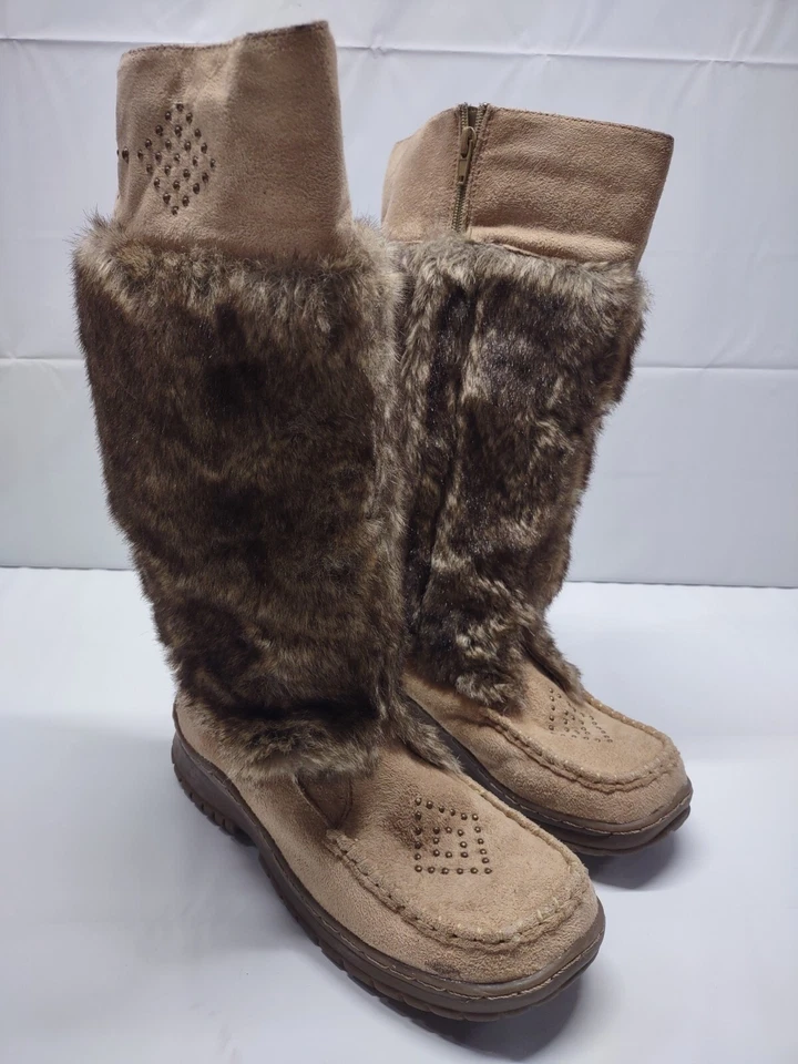 Botas de cuña Lane Bryant imitación gamuza piel talla 8 estilo mocasín EE. UU. 220210 Foto 1 de 4