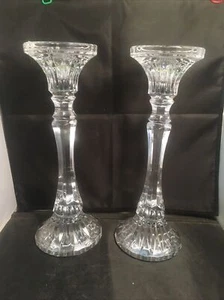 MIKASA ROCHESTER LEAD CRYSTAL 11.8" TALL CANDLESTICKS CANDLE HOLDERS - PAIR - Picture 1 of 4