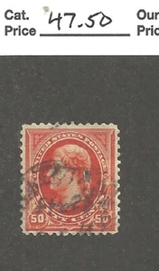 US Scott # 275a, 50 cent red orange, small bank note, Perry, 1896, VF, scv $50 - Picture 1 of 2