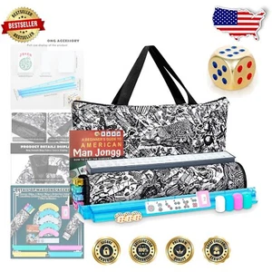 166  Mahjong Tiles with Pushers, Racks & Soft Carry Bag for All Ages - Picture 1 of 9