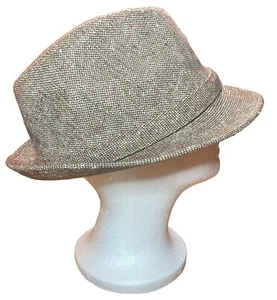 Tweed Fedora marrón/beige vintage para hombre 22 en circunferencia - Imagen 1 de 8
