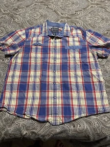 American Rag Boys Button Up Casual Short Sleeve Shirt boys Size XL Blue plaid - Picture 1 of 3