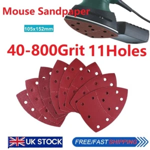 40-800 Grits Mouse Sanding Sheets Hook and Loop Sander Pads 11-Holes Sand Paper - Picture 1 of 16