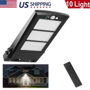 10X Solar LED Street Light W/ Remote Control Wall Flood Yard Outdoor Lamp White - Picture 1 of 7