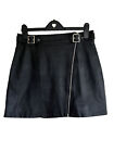 NEW Topshop Womens Skirt 12 Faux Leather Mini Zip Buckle Adjusters Lined BNWOT