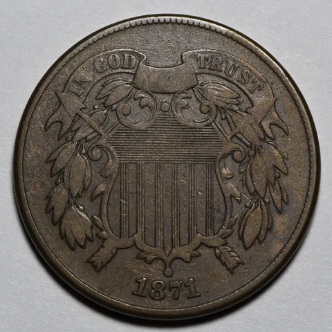 1871 2 cent piece with great eye appeal Cover