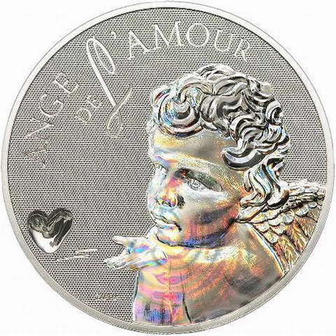 Cameroon 2010 Angel Love 1000 Francs Hologram Colour Silver Coin,BU Cover