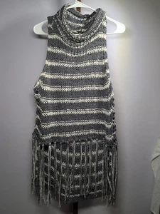 Free People Folksong Fransen grau Strick Top/Weste Größe Small - Bild 1 von 9