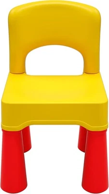 Silla de plástico para niños pequeños, duradera y ligera, 10D x 10W x 17H pulgadas, amarilla  Foto 1 de 4