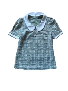 Allegra K Peter Pan Tweed Collared Green Blouse Size Small New Button Up - Picture 1 of 5
