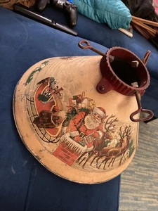 Vintage  1930’s NOMA Galvanized Lithograph Picture Xmas Tree Stand - Picture 1 of 8