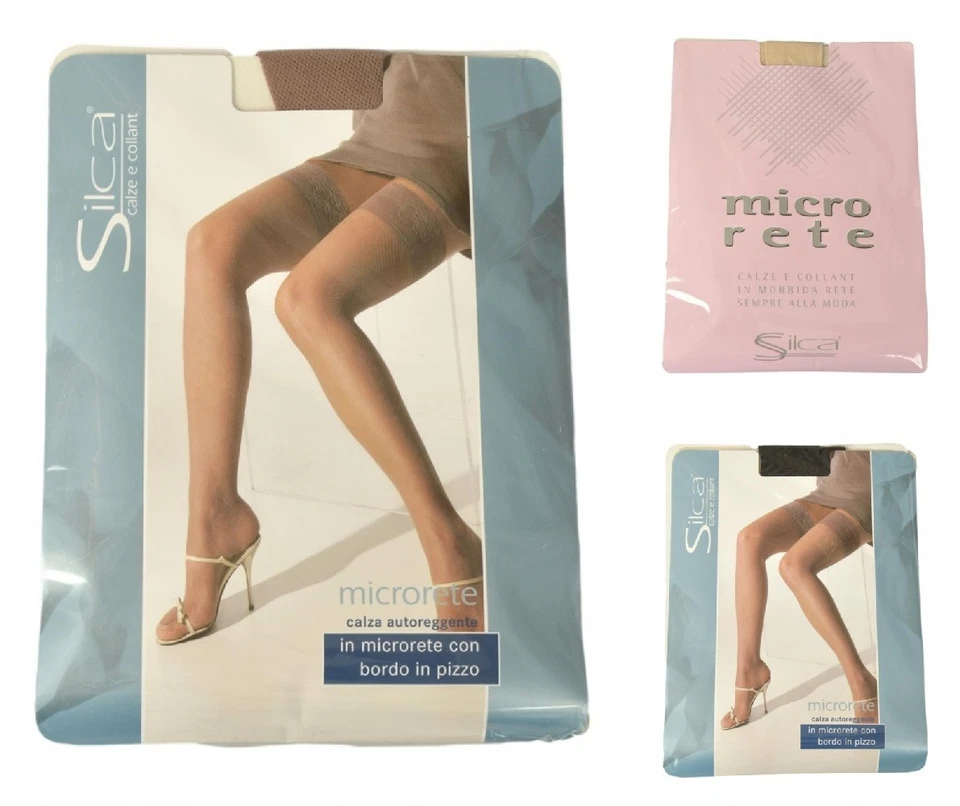 SILCA Halterlose Netzstrümpfe mit eleganter Spitzenkante Artikel MICRO RETE SELF - Bild 1 von 1