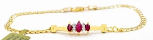 GENUINE 0.60 Cts RUBY & DIAMOND BRACELET 10k Solid YELLOW GOLD -FREE APPRAISAL - Picture 1 of 6